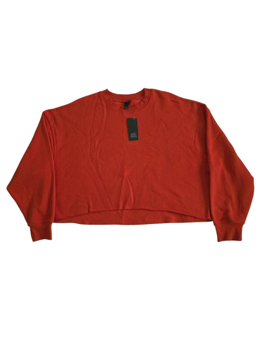 Wild Fable Red Long Sleeve Cropped Raw Edge Hem Pullover Sweatshirt Size XL - Picture 2 of 10